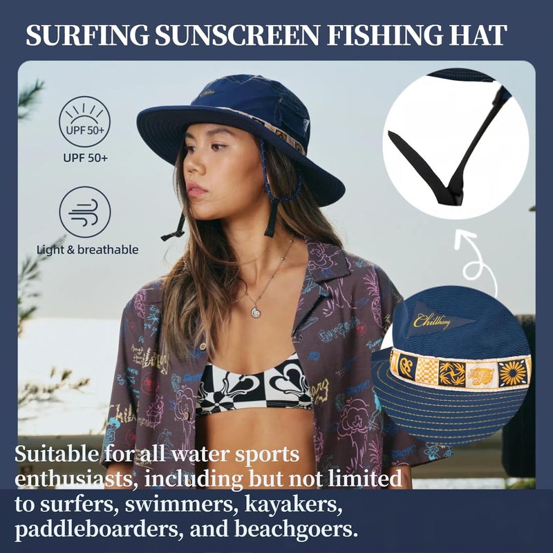 YWYLL Color-Blocked Fisherman Style Sun Hat for Outdoor Camping, Surfing & Vacations - Wide Brim, UV Protective, Anti-Slip - Image 4